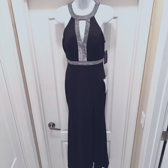 City Studio Long Maxi Black & Silver Formal Dr.-NWT-Sz 3-Shine-Prom-Dance-Cruise - Picture 3 of 16